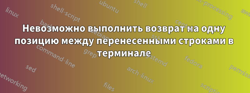 Невозможно выполнить возврат на одну позицию между перенесенными строками в терминале