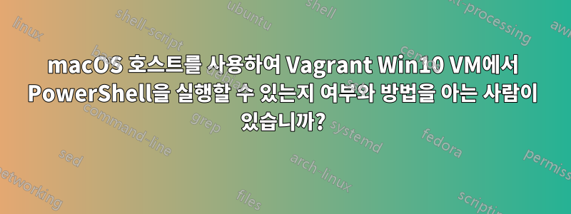 macOS 호스트를 사용하여 Vagrant Win10 VM에서 PowerShell을 실행할 수 있는지 여부와 방법을 아는 사람이 있습니까?