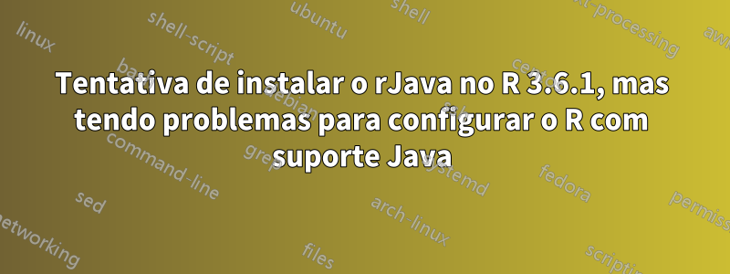 Tentativa de instalar o rJava no R 3.6.1, mas tendo problemas para configurar o R ​​com suporte Java