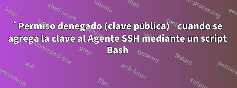 `Permiso denegado (clave pública)` cuando se agrega la clave al Agente SSH mediante un script Bash