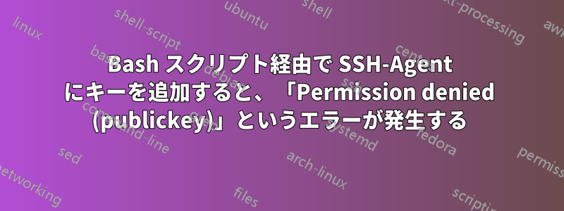 Bash スクリプト経由で SSH-Agent にキーを追加すると、「Permission denied (publickey)」というエラーが発生する