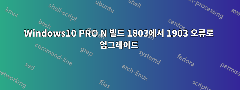 Windows10 PRO N 빌드 1803에서 1903 오류로 업그레이드