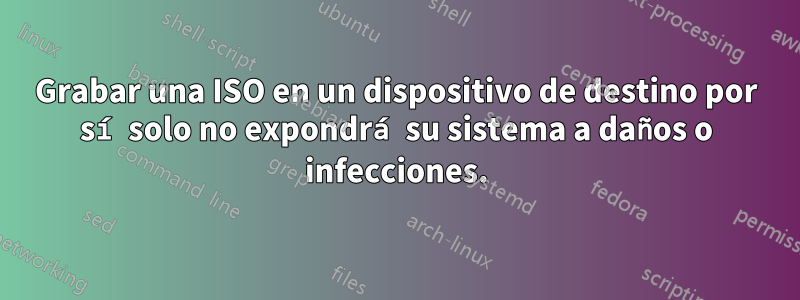 Grabar una ISO en un dispositivo de destino por sí solo no expondrá su sistema a daños o infecciones.