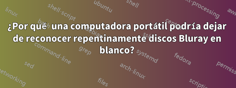 ¿Por qué una computadora portátil podría dejar de reconocer repentinamente discos Bluray en blanco?