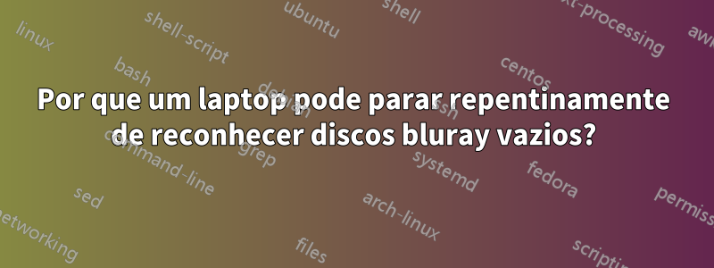 Por que um laptop pode parar repentinamente de reconhecer discos bluray vazios?