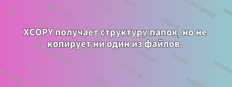 XCOPY получает структуру папок, но не копирует ни один из файлов.