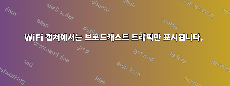 WiFi 캡처에서는 브로드캐스트 트래픽만 표시됩니다.