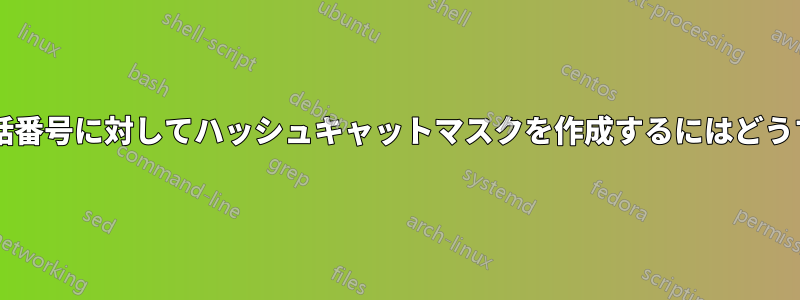 私の市外局番の電話番号に対してハッシュキャットマスクを作成するにはどうすればよいですか?