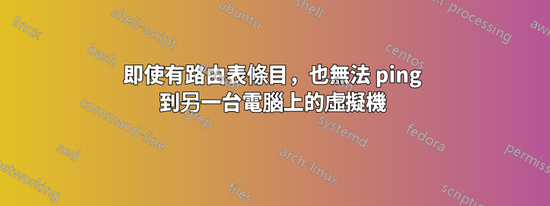 即使有路由表條目，也無法 ping 到另一台電腦上的虛擬機