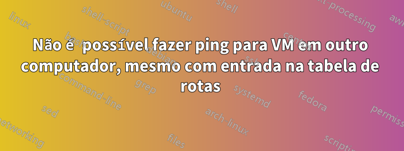 Não é possível fazer ping para VM em outro computador, mesmo com entrada na tabela de rotas