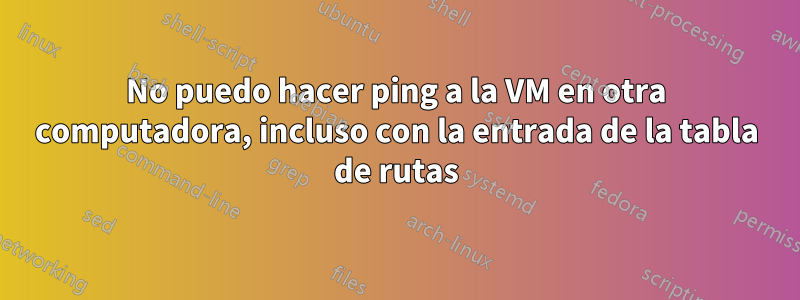 No puedo hacer ping a la VM en otra computadora, incluso con la entrada de la tabla de rutas