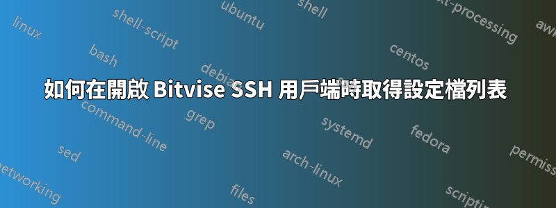 如何在開啟 Bitvise SSH 用戶端時取得設定檔列表