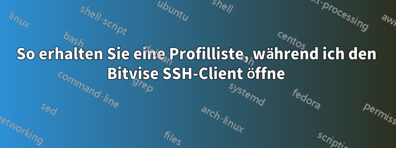 So erhalten Sie eine Profilliste, während ich den Bitvise SSH-Client öffne