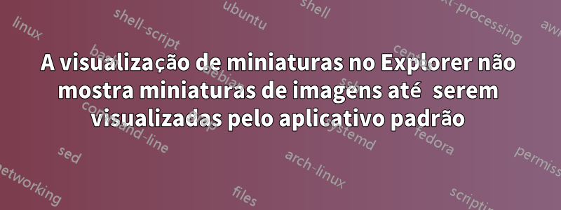 A visualização de miniaturas no Explorer não mostra miniaturas de imagens até serem visualizadas pelo aplicativo padrão