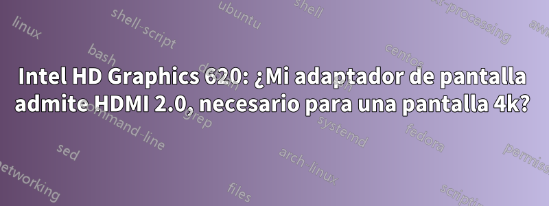 Intel HD Graphics 620: ¿Mi adaptador de pantalla admite HDMI 2.0, necesario para una pantalla 4k?