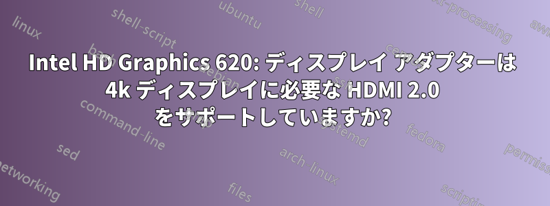 Intel HD Graphics 620: ディスプレイ アダプターは 4k ディスプレイに必要な HDMI 2.0 をサポートしていますか?