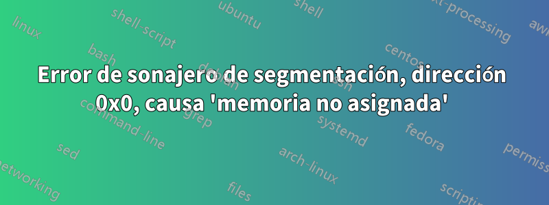 Error de sonajero de segmentación, dirección 0x0, causa 'memoria no asignada'
