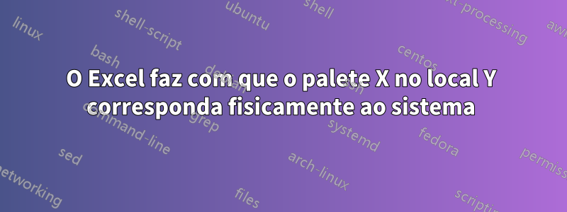 O Excel faz com que o palete X no local Y corresponda fisicamente ao sistema