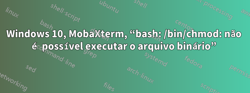 Windows 10, MobaXterm, “bash: /bin/chmod: não é possível executar o arquivo binário”