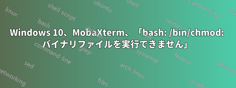 Windows 10、MobaXterm、「bash: /bin/chmod: バイナリファイルを実行できません」