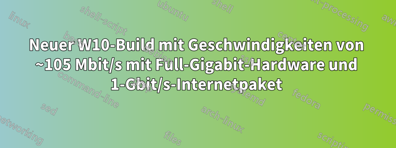 Neuer W10-Build mit Geschwindigkeiten von ~105 Mbit/s mit Full-Gigabit-Hardware und 1-Gbit/s-Internetpaket