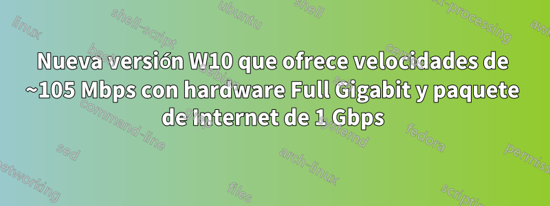 Nueva versión W10 que ofrece velocidades de ~105 Mbps con hardware Full Gigabit y paquete de Internet de 1 Gbps