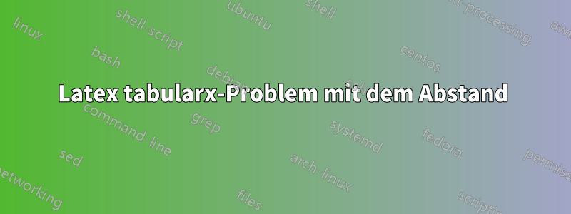 Latex tabularx-Problem mit dem Abstand