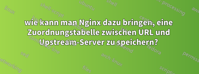 wie kann man Nginx dazu bringen, eine Zuordnungstabelle zwischen URL und Upstream-Server zu speichern?