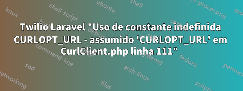 Twilio Laravel "Uso de constante indefinida CURLOPT_URL - assumido 'CURLOPT_URL' em CurlClient.php linha 111"