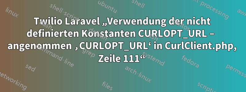 Twilio Laravel „Verwendung der nicht definierten Konstanten CURLOPT_URL – angenommen ‚CURLOPT_URL‘ in CurlClient.php, Zeile 111“