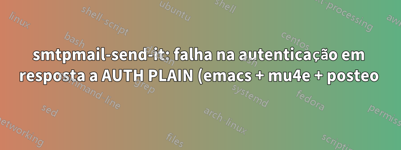 smtpmail-send-it: falha na autenticação em resposta a AUTH PLAIN (emacs + mu4e + posteo)