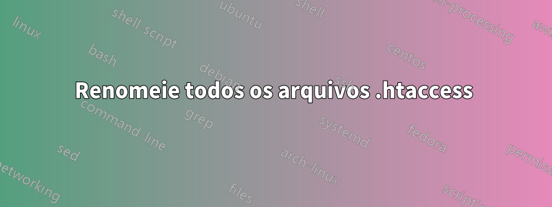 Renomeie todos os arquivos .htaccess