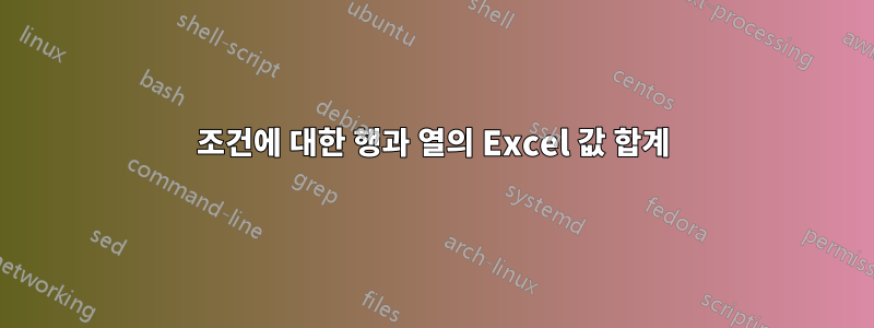 조건에 대한 행과 열의 Excel 값 합계