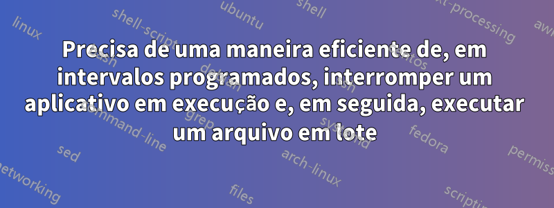 Precisa de uma maneira eficiente de, em intervalos programados, interromper um aplicativo em execução e, em seguida, executar um arquivo em lote