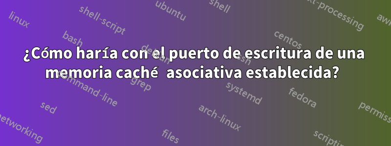 ¿Cómo haría con el puerto de escritura de una memoria caché asociativa establecida? 