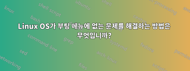 Linux OS가 부팅 메뉴에 없는 문제를 해결하는 방법은 무엇입니까?