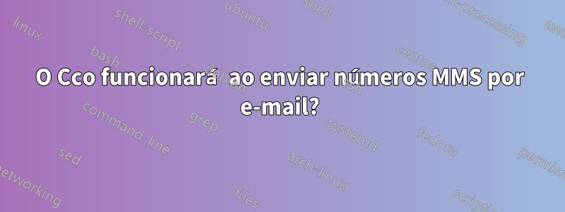 O Cco funcionará ao enviar números MMS por e-mail?