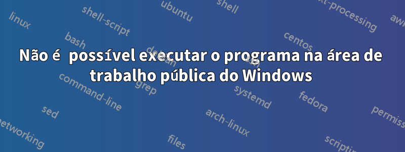 Não é possível executar o programa na área de trabalho pública do Windows