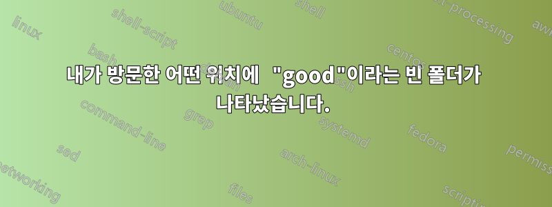 내가 방문한 어떤 위치에 "good"이라는 빈 폴더가 나타났습니다.