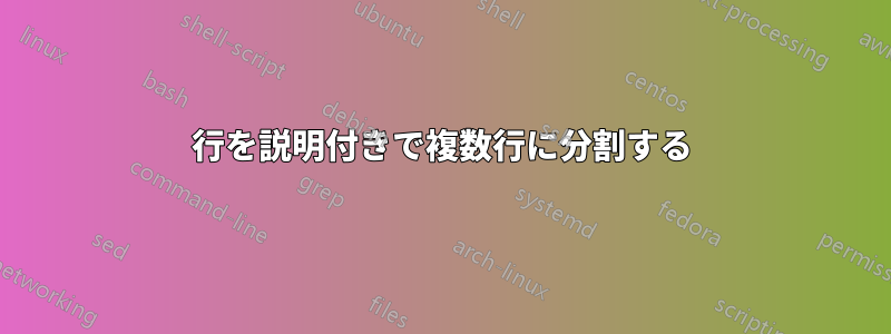 1行を説明付きで複数行に分割する