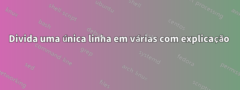 Divida uma única linha em várias com explicação