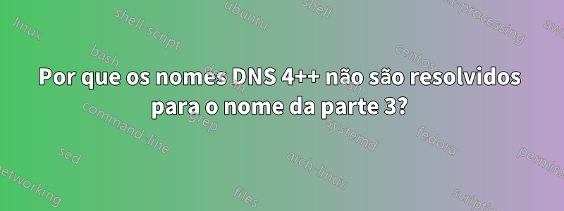 Por que os nomes DNS 4++ não são resolvidos para o nome da parte 3?