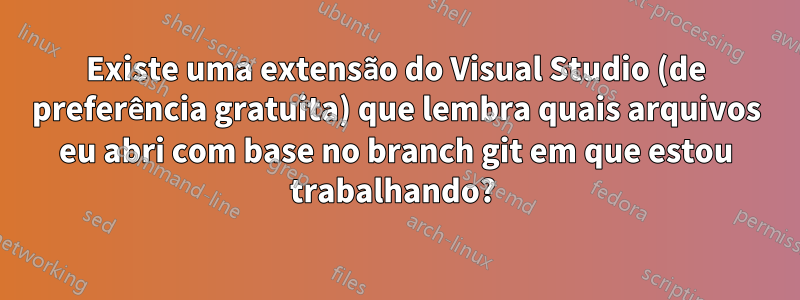 Existe uma extensão do Visual Studio (de preferência gratuita) que lembra quais arquivos eu abri com base no branch git em que estou trabalhando? 