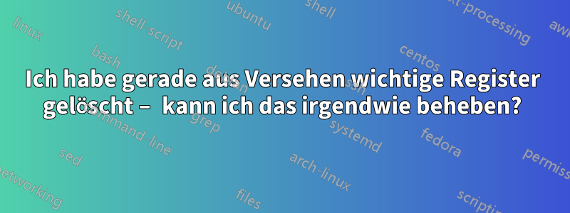 Ich habe gerade aus Versehen wichtige Register gelöscht – kann ich das irgendwie beheben?