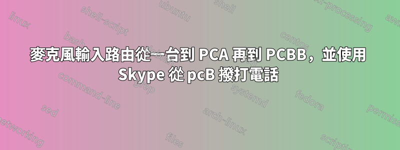 麥克風輸入路由從一台到 PCA 再到 PCBB，並使用 Skype 從 pcB 撥打電話