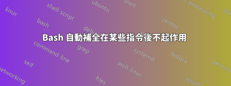 Bash 自動補全在某些指令後不起作用