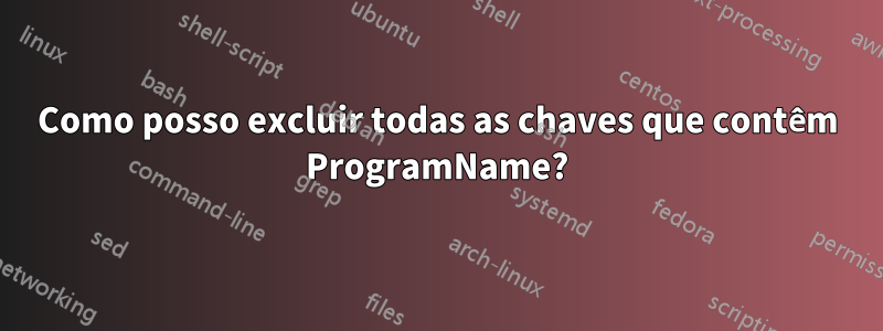 Como posso excluir todas as chaves que contêm ProgramName?