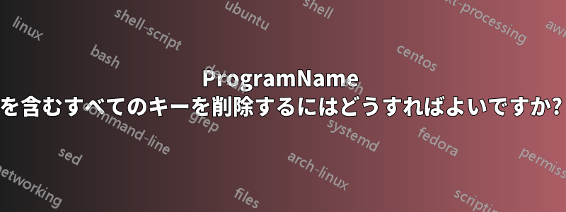 ProgramName を含むすべてのキーを削除するにはどうすればよいですか?