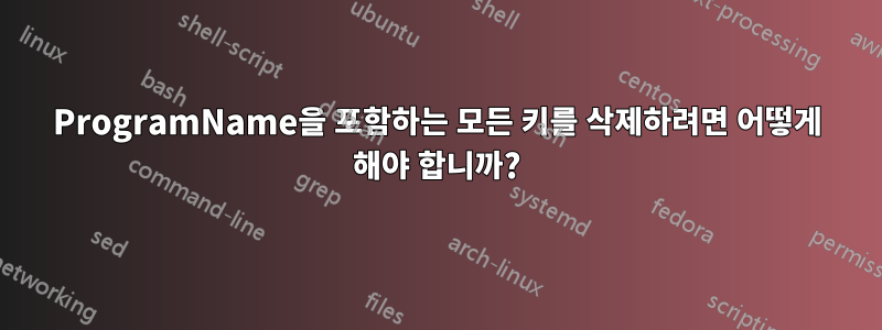 ProgramName을 포함하는 모든 키를 삭제하려면 어떻게 해야 합니까?