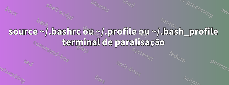 source ~/.bashrc ou ~/.profile ou ~/.bash_profile terminal de paralisação